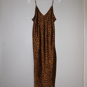 nwt a new day cheetah midi slip dress size small